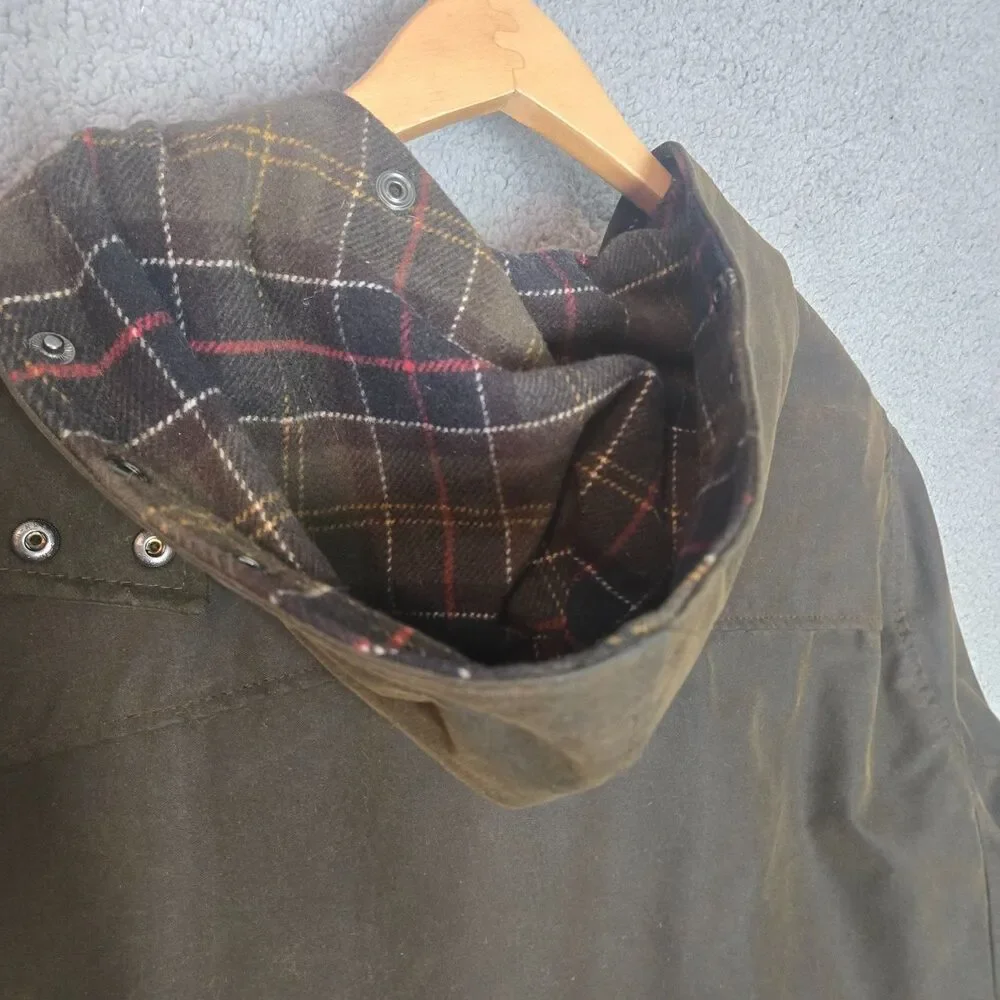 Barbour A871 Wax Duffle Coat Mens XXL Brown Full Zip Embroidered Waxed Hooded